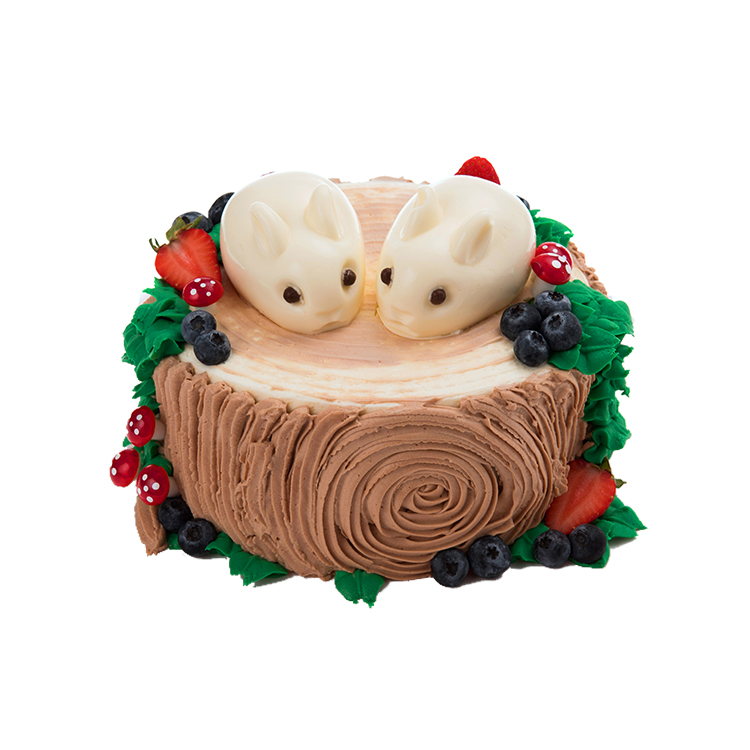 玉兔小白兔树桩生日蛋糕卡通创意水果蛋糕动物奶油新鲜蛋糕