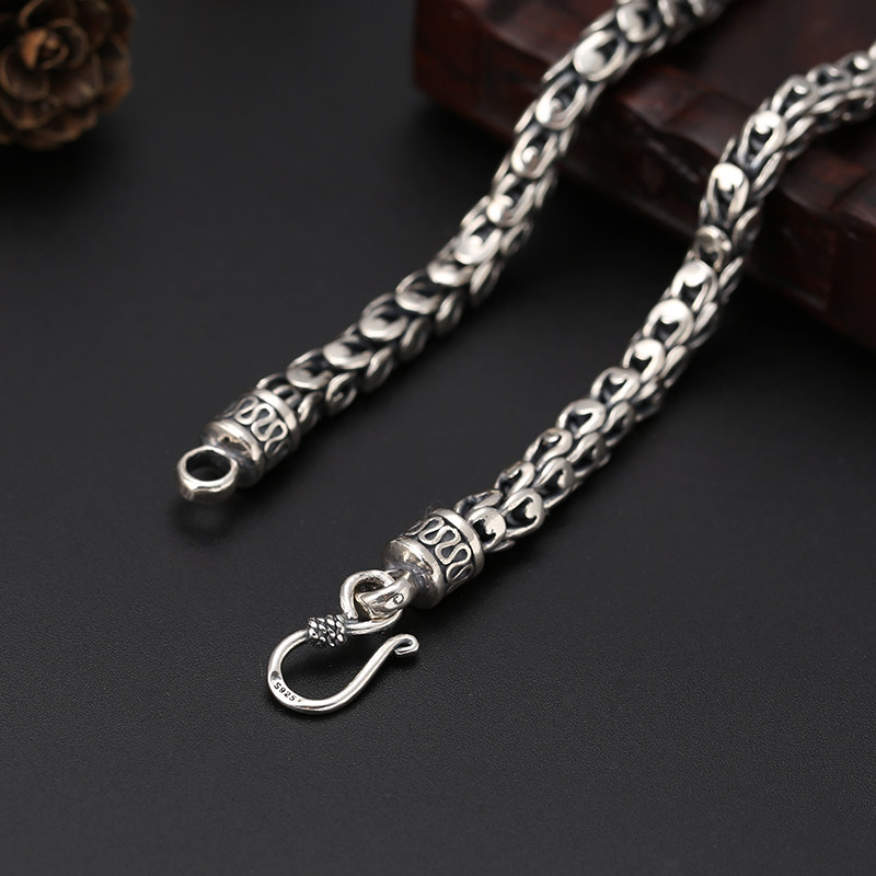 富贵鹿霸气龙鳞项链纯银s925复古个性夸张7mm项链