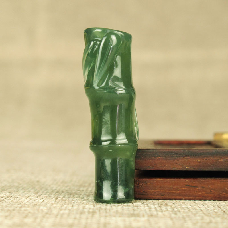 天然玉石节节高吊坠挂件岫玉竹子玉坠颈饰