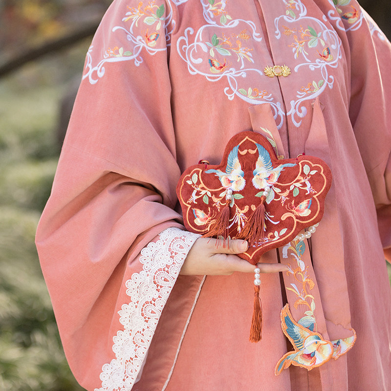 并蒂双鸳 清水溪汉初原创 汉服周边配饰双面绣花包单肩包斜挎包