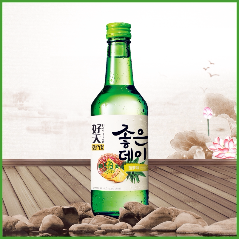 韩国进口烧酒舞鹤好天好饮菠萝味利口酒360ml 果味清酒配制酒包邮