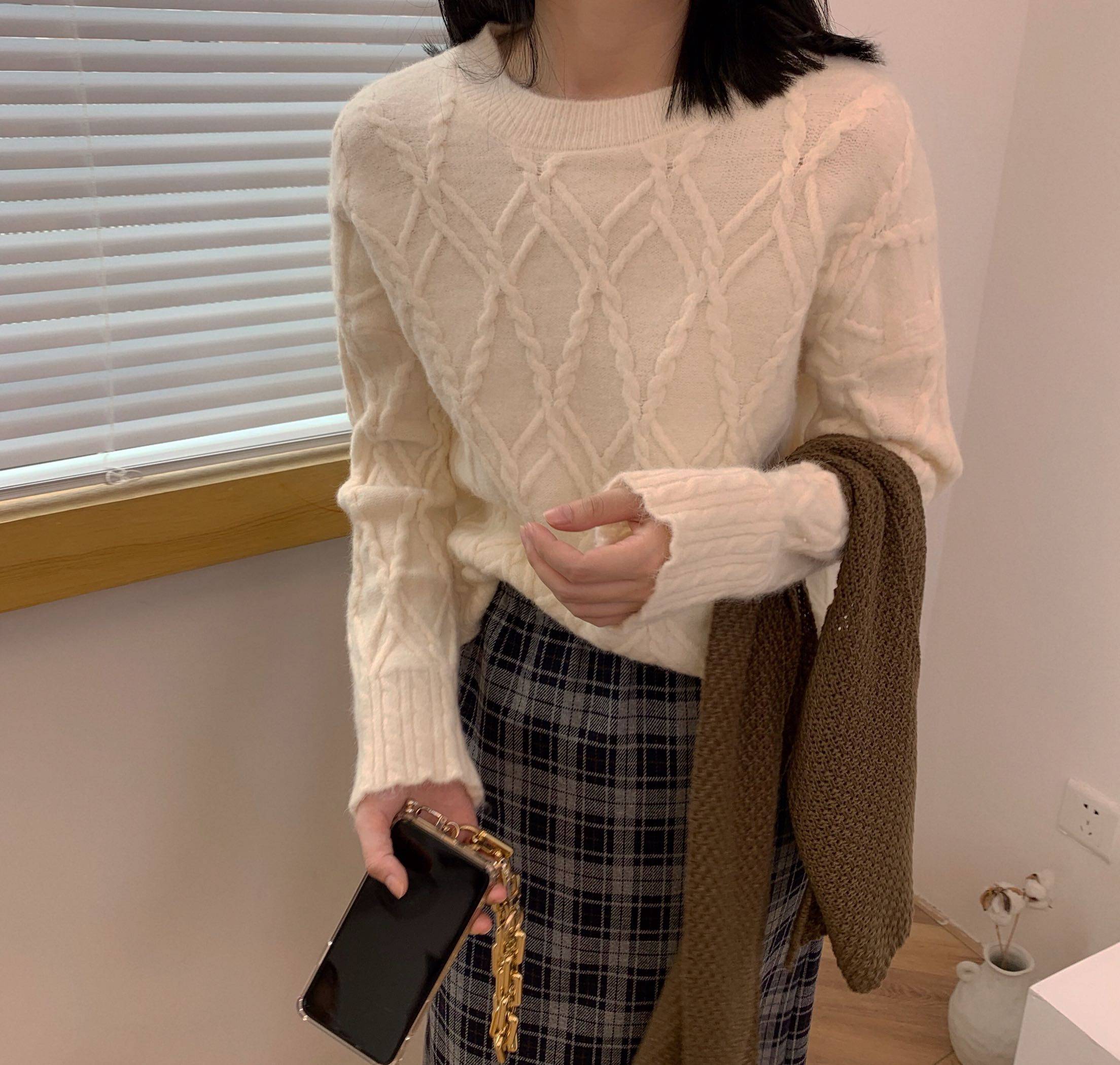 都是颜色复古文艺少女羊绒麻花毛衣针织衫毛衣