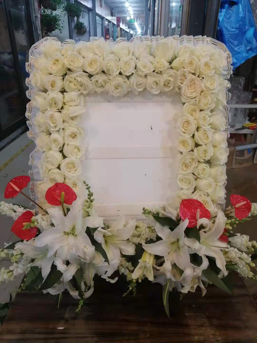 上海同城鲜花速递丧事祭奠追悼会白事花圈遗像镜框追悼
