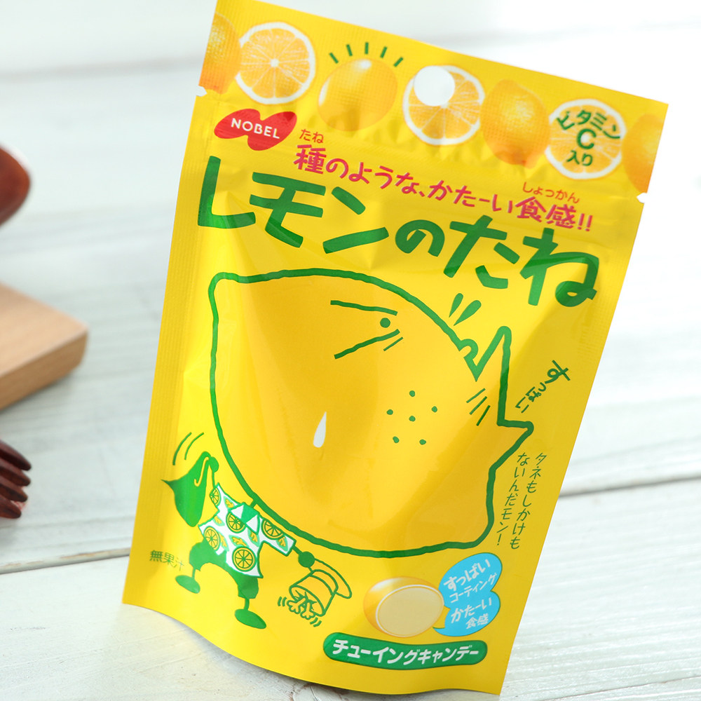 日本进口零食品 诺贝尔柠檬糖35g柠檬君劲酸柠檬味觉糖软糖水果糖