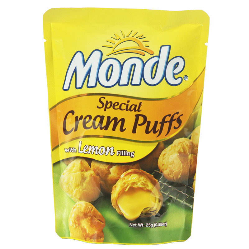 菲律宾进口小吃膨化吃货零食monde道吉草檬味奶油夹心泡芙25g柠
