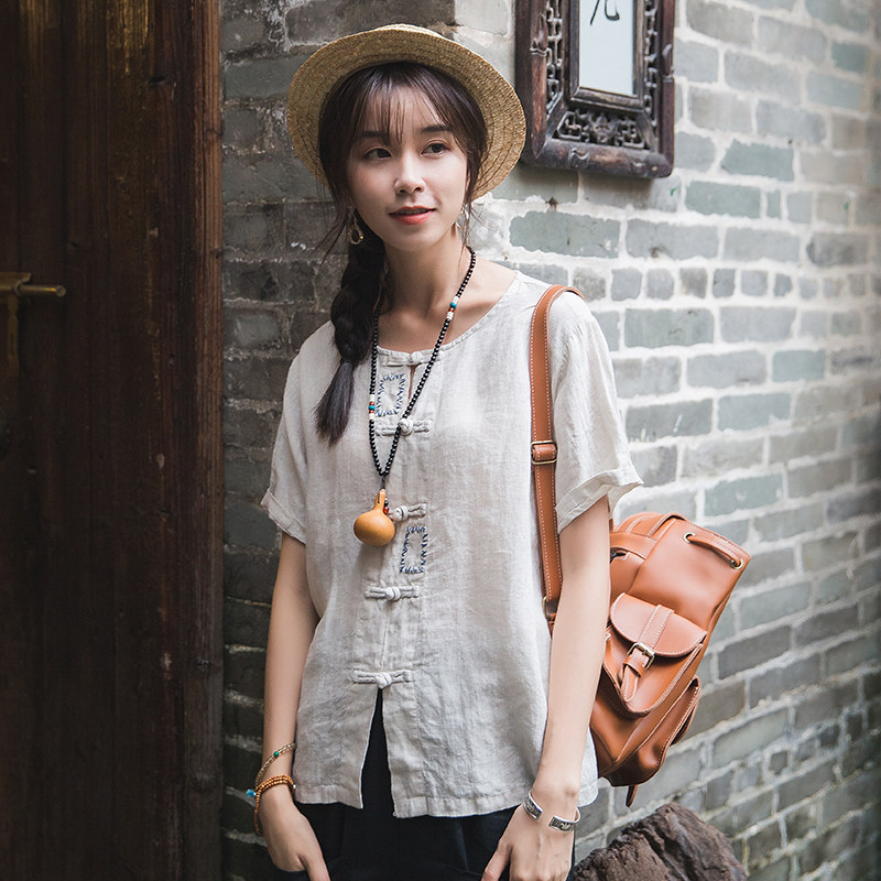 女装民国国风现代布衣棉麻亚麻衣时尚盘扣文艺衬衫