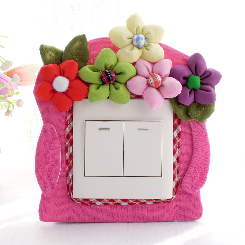 布艺开关贴墙贴保护套田园布开关套开关保护套插座套开关罩插座贴