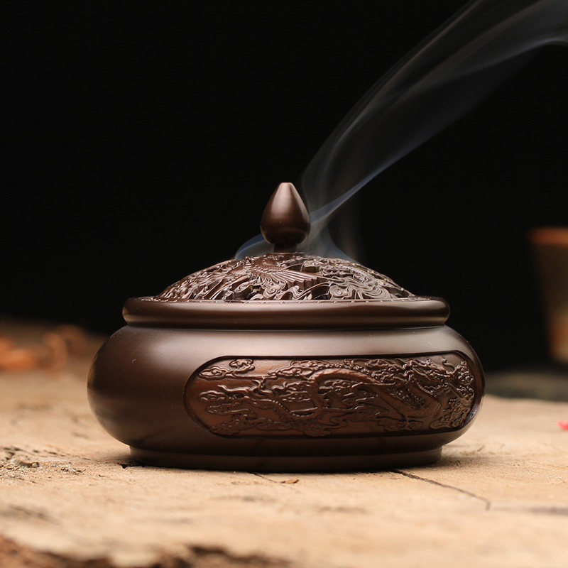 仿古大号纯铜香薰炉龙凤宣德炉家用檀香炉室内茶香炉盘香炉熏香炉