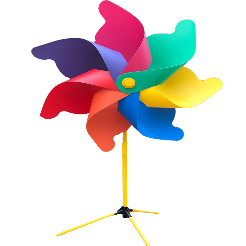 1米风车装饰户外七彩风车塑料厂家大号七叶彩色风车