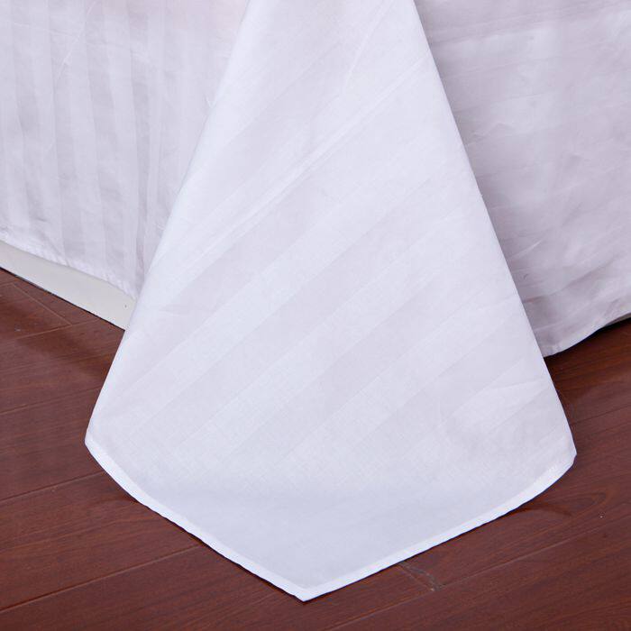 宾馆床单床罩白色纯棉加厚加密三公分白缎条医院酒店民宿床品布草