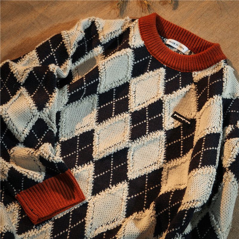 AIRHOOD 新款菱格上衣黑色宽松复古风港味外穿休闲针织毛衣男女