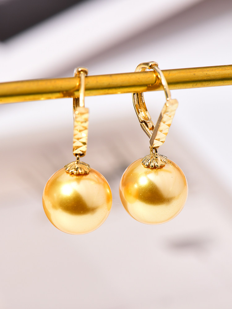 日韩流行韩国10k14k黄金耳环个性简约金色耳饰