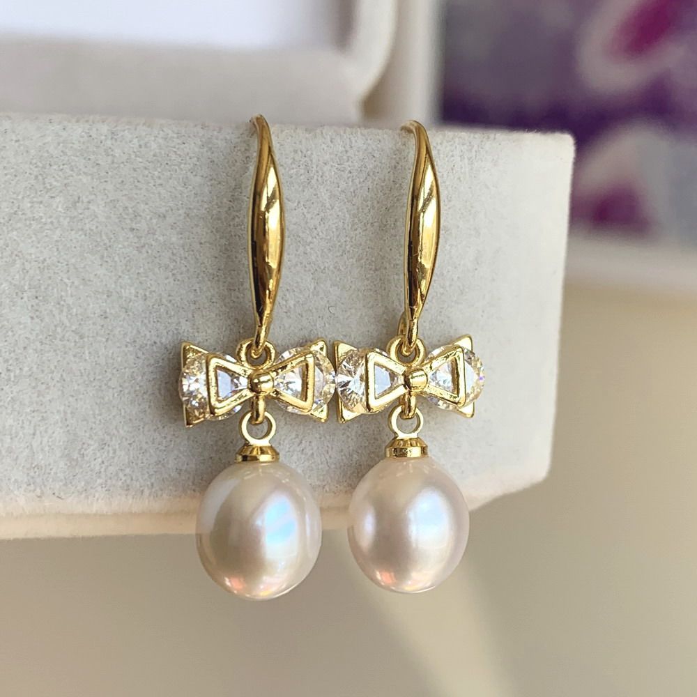 镜面极亮亮丝细腻全无无瑕天然白色珍珠耳环耳饰