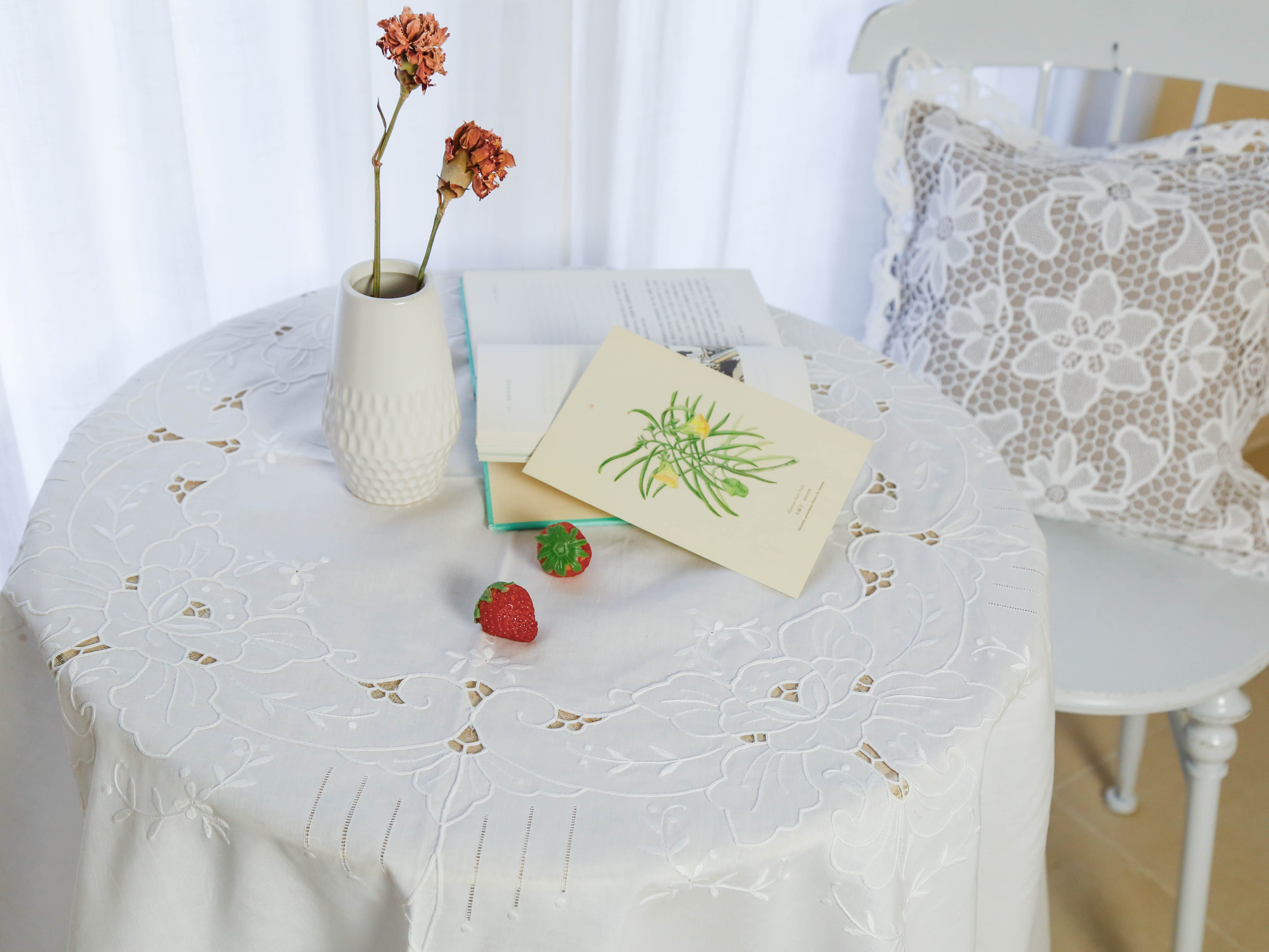 布艺中式复古纯棉桌布手工刺绣茶几盖巾家用桌布