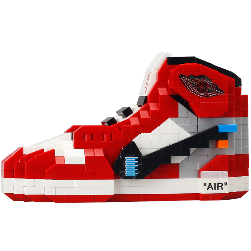 北卡大学aj积木拼图aj1ow联名摆件手办塑料积木