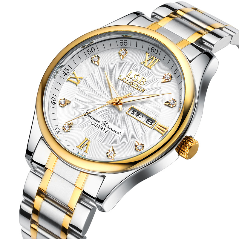 lsb劳斯斯宾爆款商务男士石英手表经典双日国产腕表