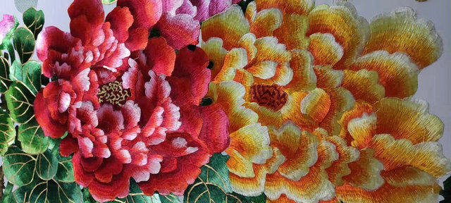 苏州刺绣机绣手工客厅背景墙装饰画礼品牡丹花开富贵苏绣