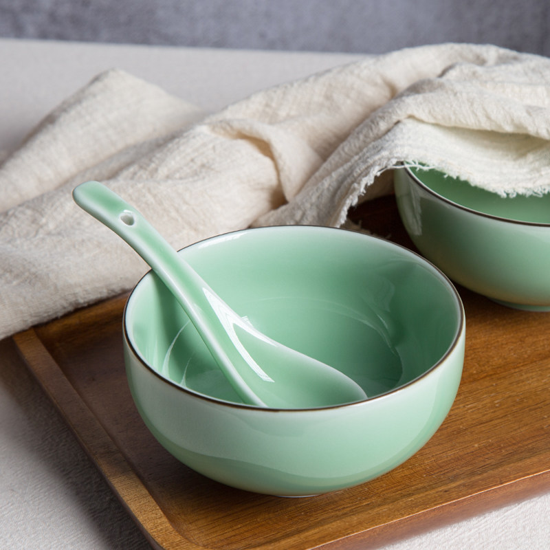 餐具朵古龙泉青瓷东之5寸饭碗陶瓷瓷碗简约家用碗