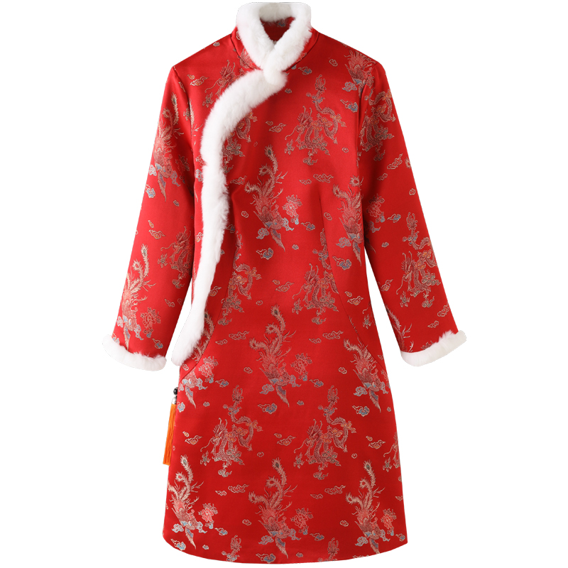过年衣服女装中国国风红色拜年唐装冬季结婚旗袍