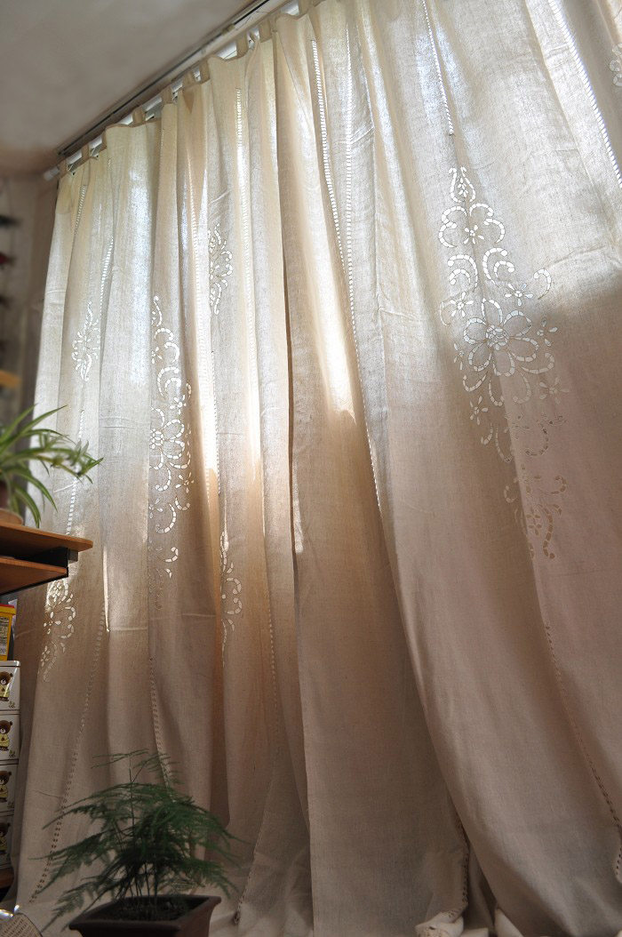 希腊棉麻钩针窗帘吊带式窗帘卧室客厅窗帘罗马帘落地帘175255高