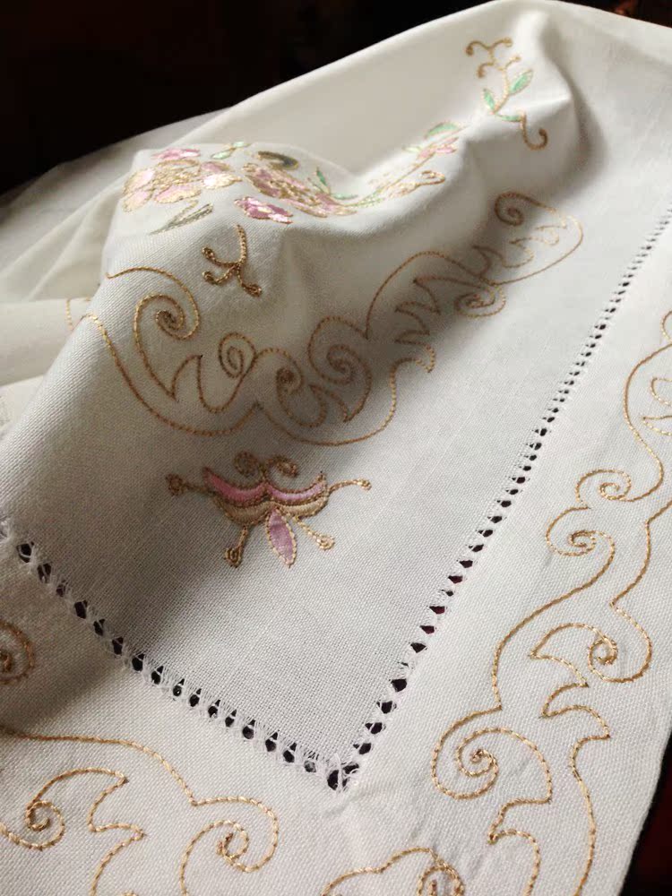 原单台布桌布刺绣手工抽纱工艺桌布