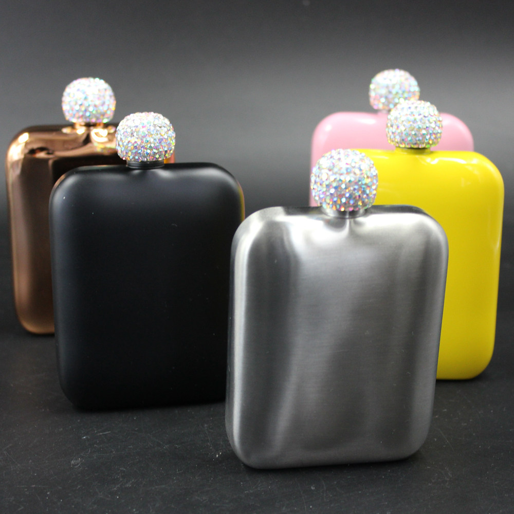 酒壶随身便携小酒不锈钢满钻迷你彩色女士酒瓶家用酒壶