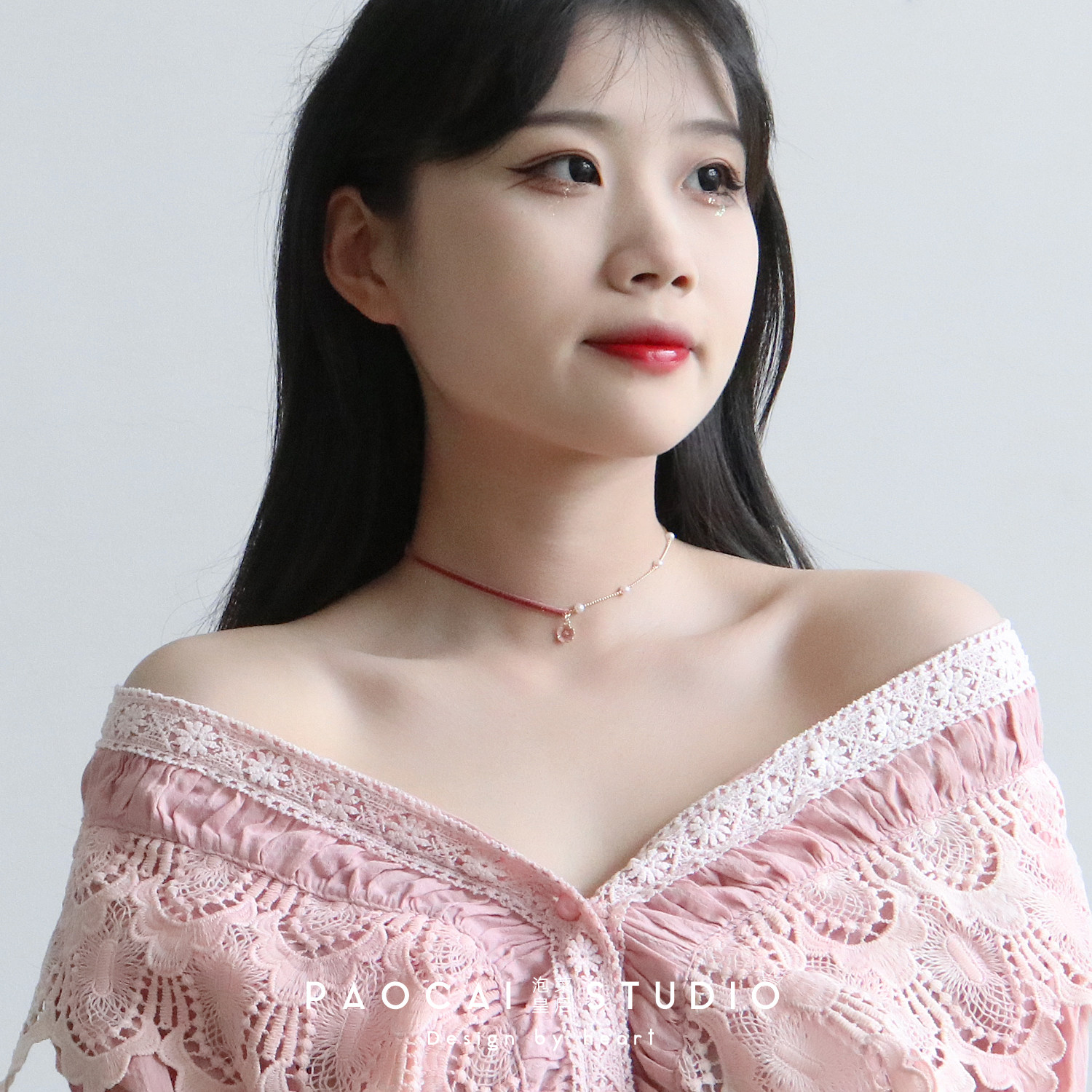 链女链颈锁骨颈带饰品脖子珍珠樱花季美少女甜美项链