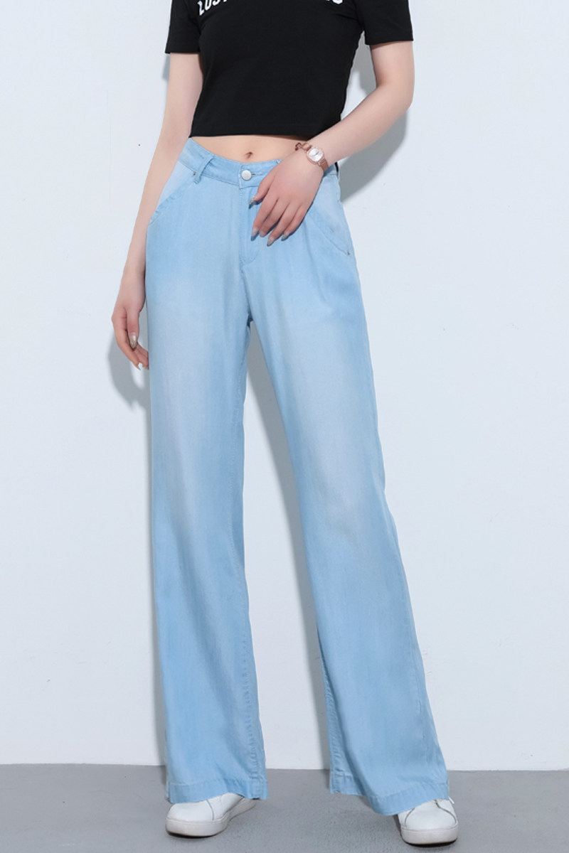 天丝宽松超薄夏季2020牛仔裤高腰冰丝女裤长裤牛仔裤