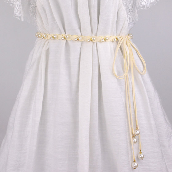 Fashionable pearl waist chain female fine belt dress simple wild beam waist rope elegant skirt decorative band Fashionable pearl waist chain female fine belt dress simple wild beam waist rope elegant skirt decorative band