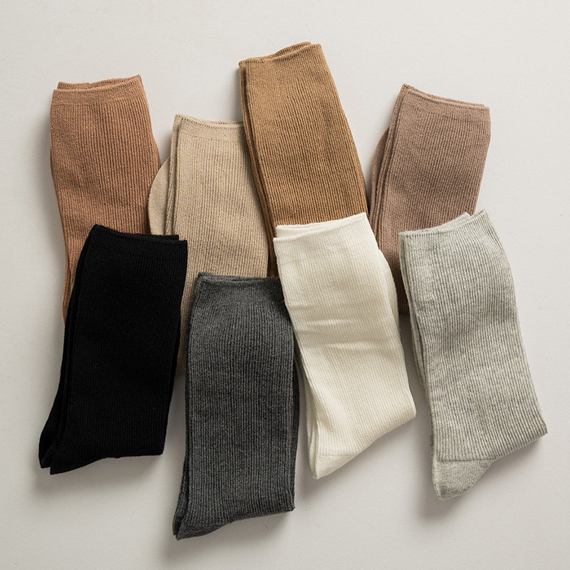 纯色袜子袜子女女中筒袜秋冬季ins百搭韩国纯棉中筒袜