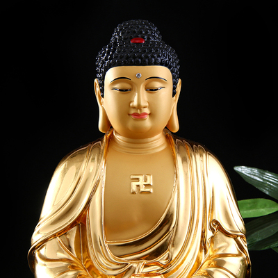 台湾纯铜释迦牟尼佛像手工贴金阿弥陀佛药师三宝如来佛祖摆件