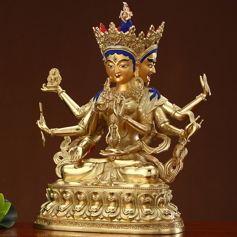 圆通佛具尼泊尔全铜金尊胜佛母像密宗藏传佛像摆件