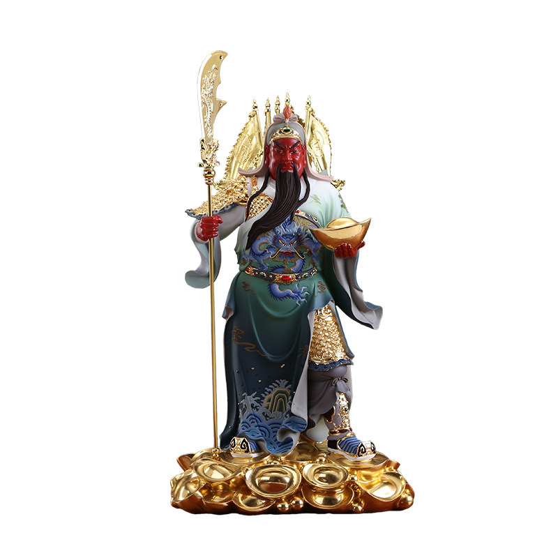 关公武客厅财神店铺客厅摆件神像二爷五旗九龙摆件