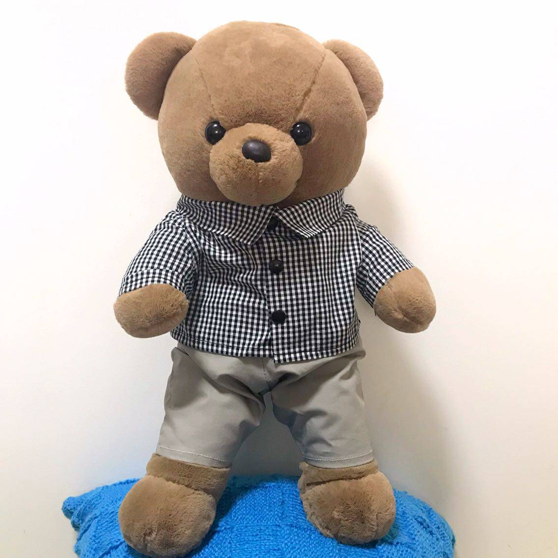 毛绒布艺玩具duffy泰迪熊公仔仔服格子衬衫套装毛绒布艺类玩具