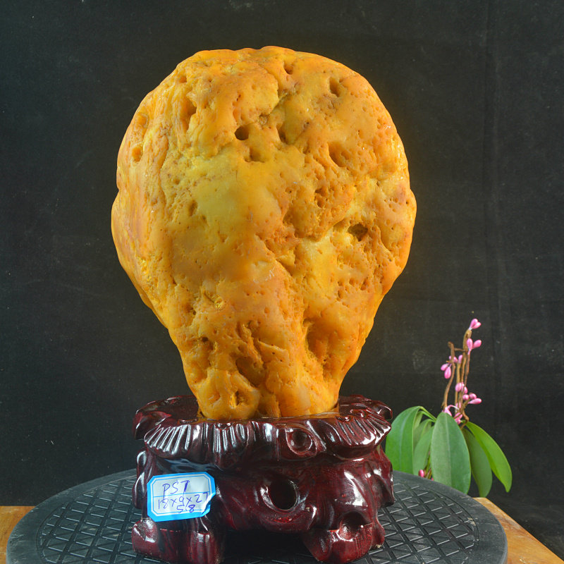 黄蜡石石头石头镇黄色石黄色观赏摆件奇石风水黄龙摆件