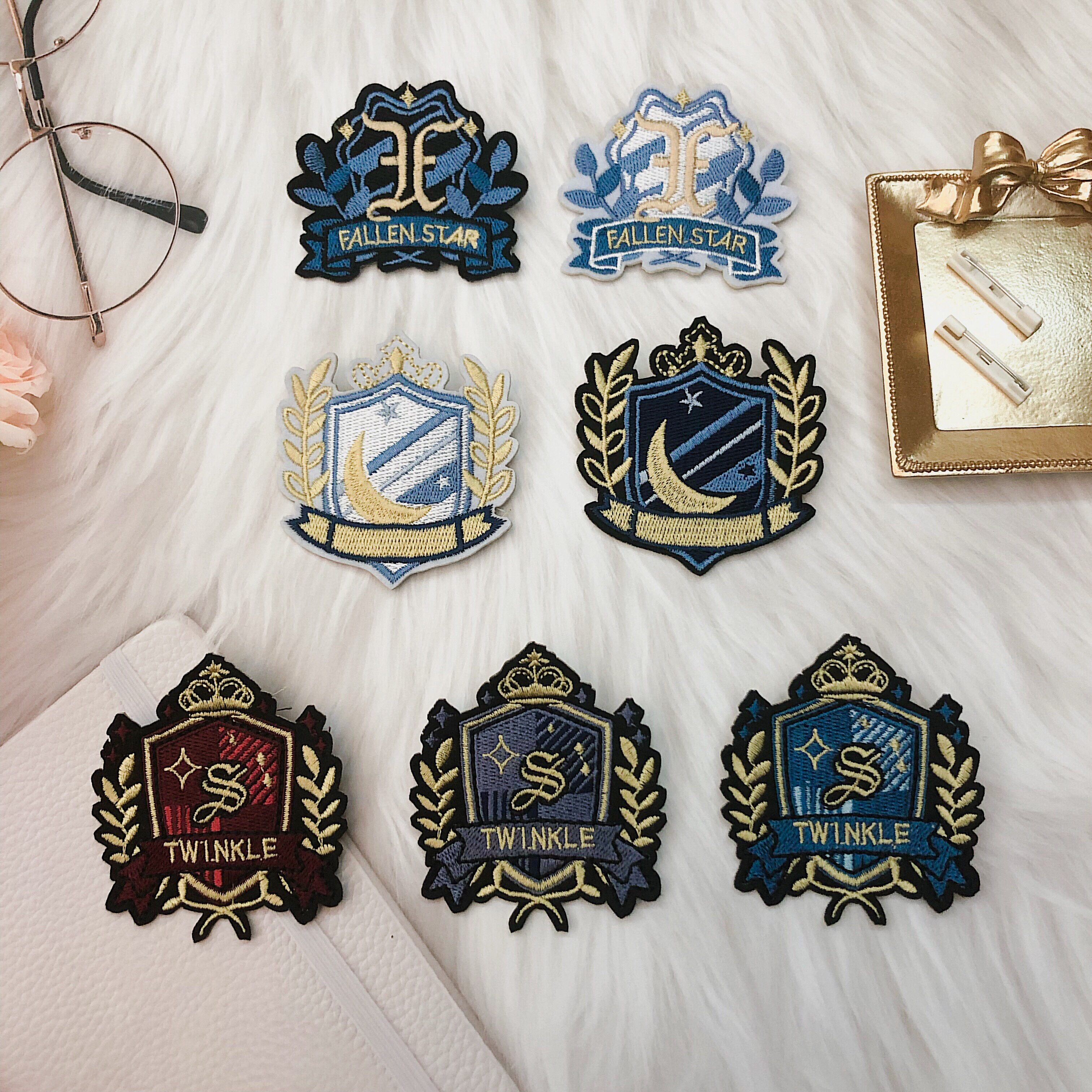 现货【星依初jk】原创设计jk/dk制服校供布制徽章胸针 别针款校徽