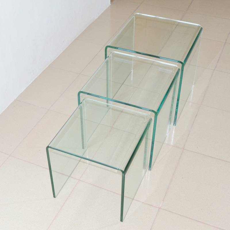 玻璃茶几三件件套透明热弯客厅沙发几边茶几