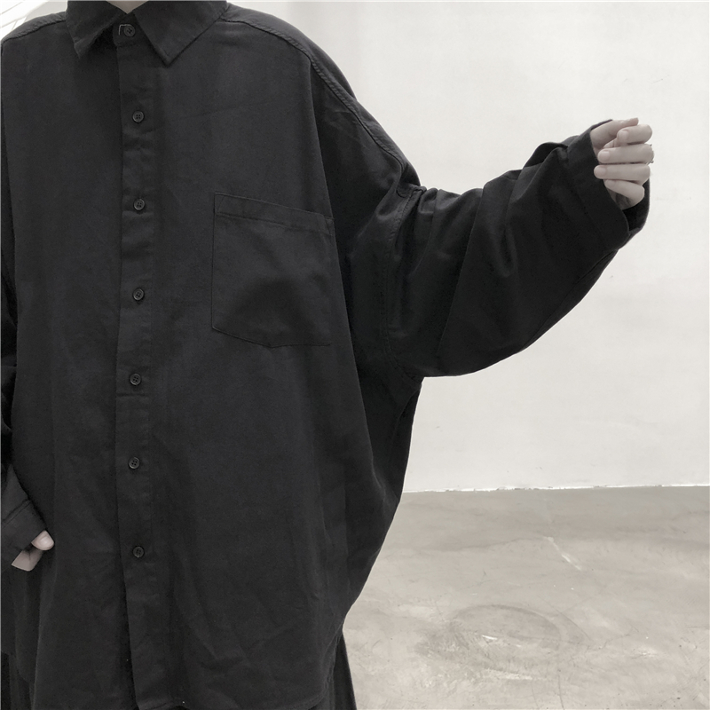 大皂制车间yoji山本小众暗黑风蝙蝠袖男士高级感衬衫男长袖衬衣男