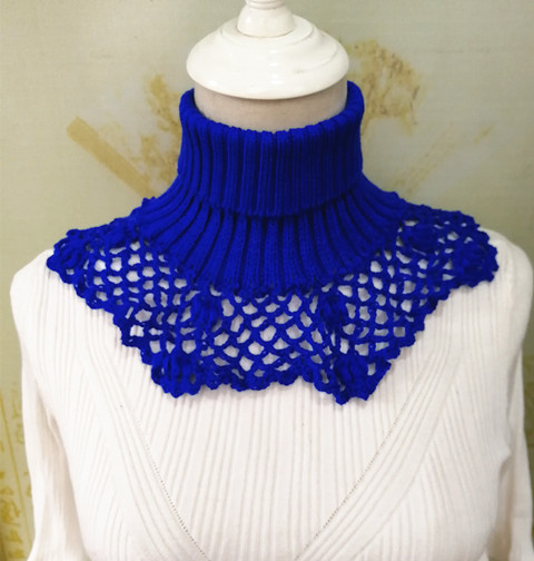 高领手工钩花女半高围脖毛线领圈假领百搭低领假领