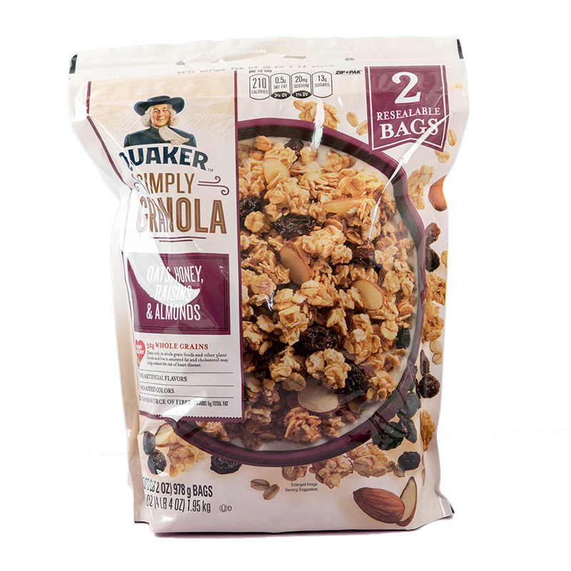 兔妈美国代购 quaker桂格天然速溶麦片蜂蜜杏仁味两袋装1.95kg