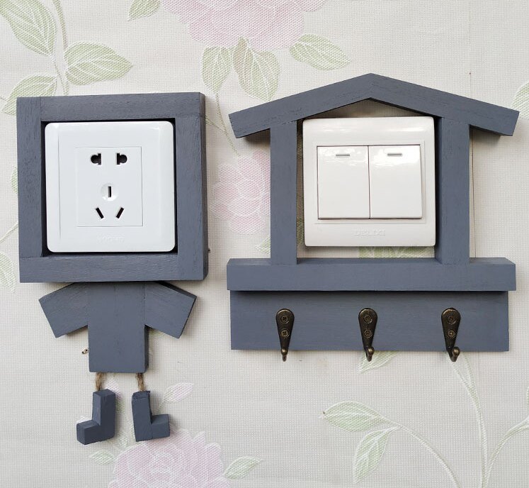 实木开关保护套创意包边套灯开关贴墙贴装饰套墙面创意开关垫家用