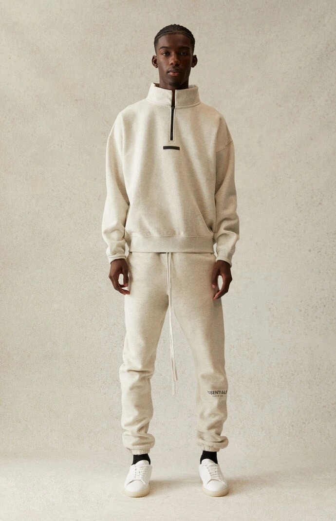 fogfearofgodessentialsmockneck半拉链印花加绒情侣卫衣潮