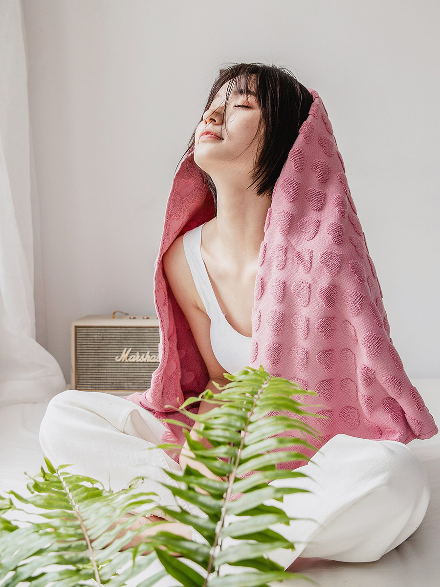 公主可爱纯棉浴巾加大女生洗脸毛巾家用午休浴巾