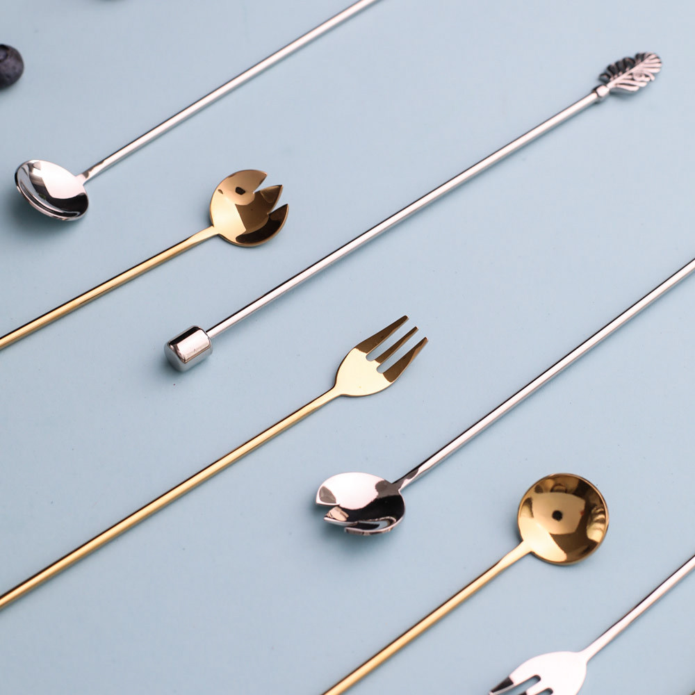 不锈钢小勺子创意可爱长柄咖啡奶茶搅拌勺搅拌棒精致甜品蜂蜜勺子