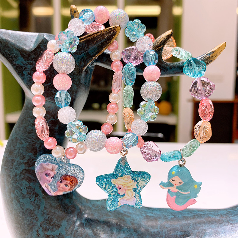 小女孩水晶串珠手链可爱艾莎公主独角兽儿童儿童节手链