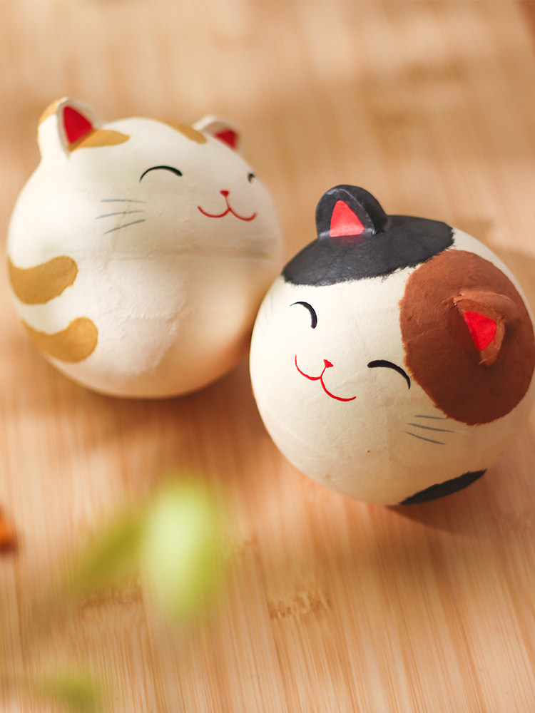 日本进口龙虎堂日式不倒翁摆件达摩创意可爱可爱猫装饰摆件