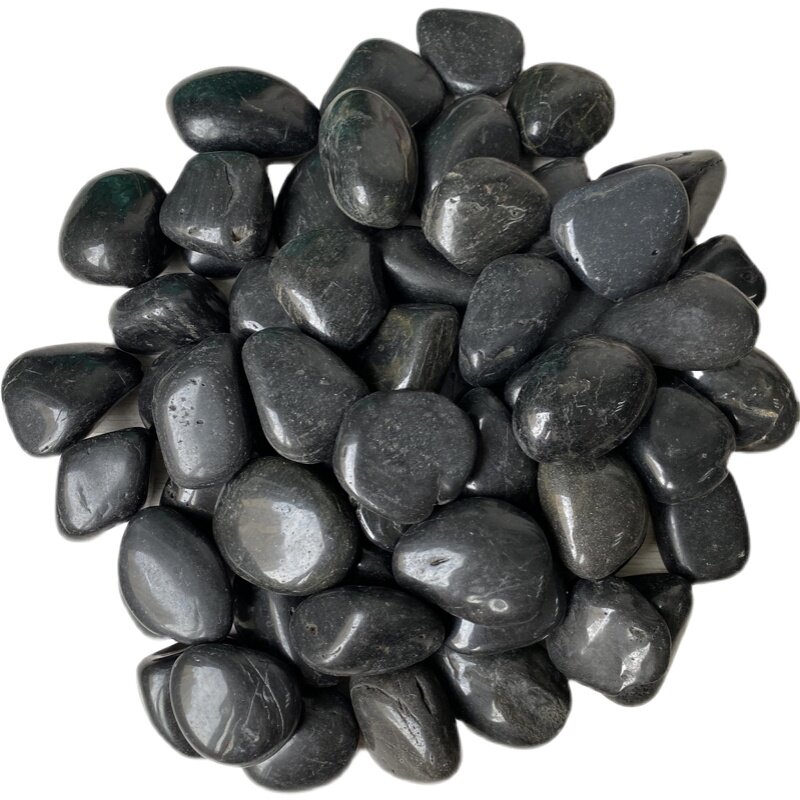 50斤黑色鹅卵石庭院园林造景铺路铺地大小石头天然雨花石原石黑石