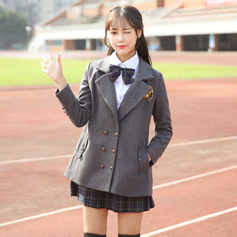 原创春秋日式学院双排徽章男女中高学生校服学生校服