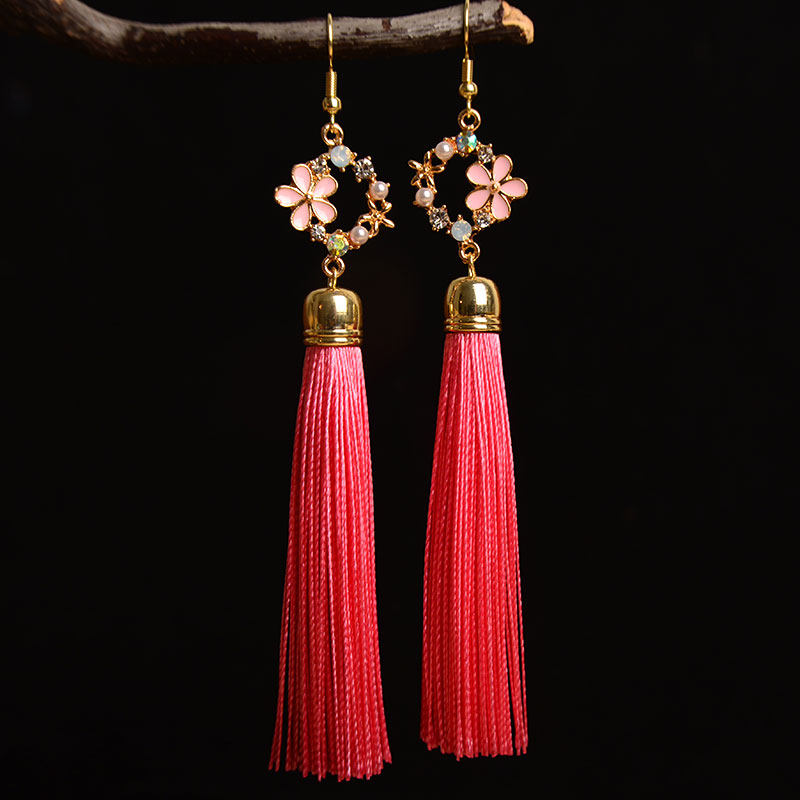 复古民族风流苏耳环长款中式旗袍耳饰古风舞台耳环