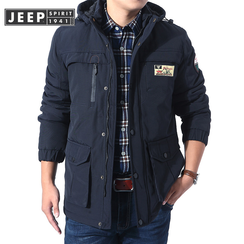 jeep吉普棉服男外套秋冬款加加厚中长夹克休闲棉衣